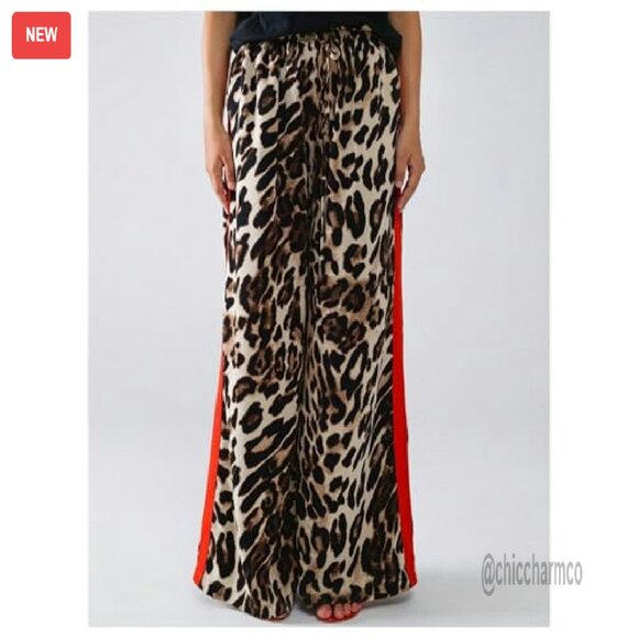 Women's Cheetah Print Wide Leg Pants Y2K Streetwear Casual Trousers - Picture 5 of 6